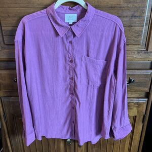 Olive And Oak Large Button Down Purple Gauzy